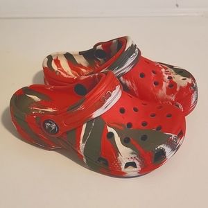 Red marble toddler crocs